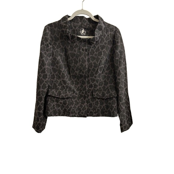 Think Tank Women’s Black Animal Print Short Jacket Blazer Career Sz Small - Picture 1 of 8